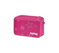 ergobag Lyra Lot de 40 Grandes Trousses à Crayons de Couleur et feutres, Compartiment pour la Monnaie, règle, Ciseaux, étoile Magique - Rose