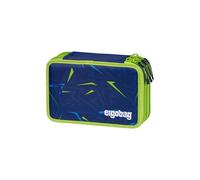 ergobag Lyra Lot de 40 Grandes Trousses à Crayons de Couleur et feutres, Compartiment pour la Monnaie, règle, Ciseaux, Ourson Bleu foncé