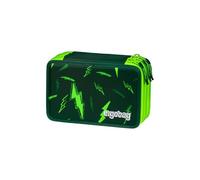 ergobag Lyra Lot de 40 Grandes Trousses à Crayons de Couleur et feutres, Compartiment pour la Monnaie, règle, Ciseaux, Table d'ours - Vert