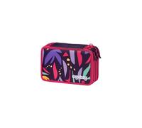 ergobag Lyra Lot de 40 Trousses, marqueurs et feutres avec Compartiment pour pièces de Monnaie, règle, Ciseaux, Couleur Violette