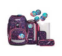 ergobag Pack Cartable 6 pièces Lumi-Edition Bärmuda Viereck - Sac d'école 25x40x21 cm violet/bleu