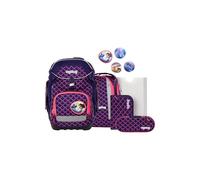 ergobag Pack Set Cartable, Sac à Dos Scolaire Ergonomique Flexible, 6 pièces, pour la première Classe de l'école Primaire Pearl DiveBear - Lilas