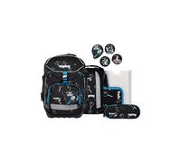 ergobag Lot de 6 Sacs à Dos d'écolier ergonomiques et Flexibles - pour l'école Primaire de première Classe - pour Filles et garçons, Décoration d'ours - Noir, Taille Unique, Ensemble Cartable