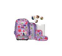 ergobag Lot de 6 Sacs à Dos d'écolier ergonomiques et Flexibles - pour l'école Primaire de première Classe - pour Filles et garçons, Ours en Fleur - Violet, Taille Unique, Ensemble Cartable