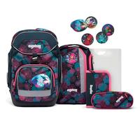 ergobag pack set cartable scolaire ergonomique flexible, 6 pièces, pour la première classe de l'école primaire CoralBear - Lilas