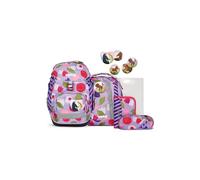 ergobag Pack Set Sac à Dos Scolaire Ergonomique Flexible, 6 pièces, pour la première Classe de l'école Primaire Flower PowBear - Lilas