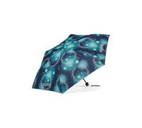 ergobag Parapluie pour enfant pour sac d'école, ultra léger et petit avec poche, réfléchissant et coupe-vent, Ours spatial - Bleu foncé, Taille unique
