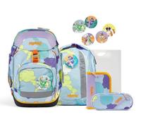 ergobag Sac d'école bleu clair lilas pour fille - Comic Adventure Edition Pack-Set 6 pièces TagträumBär 258436
