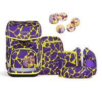 ergobag Sac d'école violet jaune pour fille - Cubo Light Lumi-Edition Schoolbag Set 6 pièces SuBärkraft 246436
