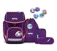 ergobag Sac d'école violet rose pour fille - Lumi-Edition Cubo-Set 5 pièces PerlentauchBär 246439