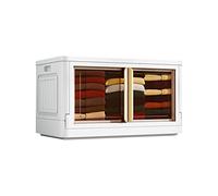 Ergocar Boîte de Rangement Pliable, Empilable Boite Rangement, Organisateur de Rangement Plastique avec Couvercle et Poulie, Caisses de Rangement pour Armoires, Garde-Manger, Bureau