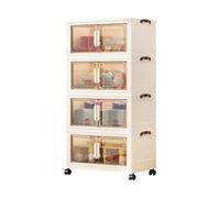 Ergocar Boîte De Rangement, Porte à Double Ouverture Magnétique Grand Casier De Capacité ， Boîtes De Rangement En Plastique d'Empilement Transparent Avec Poulie, Pour Chambre, Salon