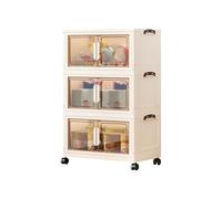 Ergocar Boîte De Rangement, Porte à Double Ouverture Magnétique Grand Casier De Capacité ， Boîtes De Rangement En Plastique d'Empilement Transparent Avec Poulie, Pour Chambre, Salon