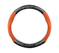 Ergocar Car Steering Wheel Sleeve, Rond Forging Carbon Fiber and Leather Material Steering Wheel Sleeve, 37-38cm/14.5-15inch, Non-Slip, Doux, Respirable, Style Sportif