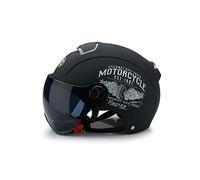 Ergocar Casque Ouvert Classique, Demi-Casque avec Pare-Soleil, Coque 709abs Combinée à Une Couche Tampon Eps pour Une Meilleure Protection De Conduite(Noir Mat)