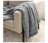 Ergocar Couverture en Flanelle De Lapin en Fausse Fourrure Super Douce, Soyeuse, Respirante, Moelleuse, Motif à Carreaux 130 x 150 Cm