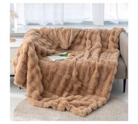 Ergocar Couverture, Plaid Fausse Fourrure de Lapin, Couverture de Décoration Intérieure, Chaude Plaid Double Face Doux pour Domicile, Les Voyages et Le Camping en Plein Air