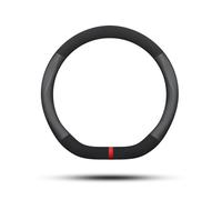 Ergocar Couvre Volant de Voiture D-forme Cuir Microfibre et Cuir PU Volant Protecteur Antidérapant pour diamètre 38cm(15 ") (D-Noir-F)