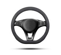 Ergocar Couvre Volant de Voiture D-forme Cuir Velours Suède Volant Protecteur Antidérapant Convient à toutes Les Saisons pour diamètre 38cm(15 ") (Noir)