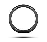 Ergocar Couvre Volant de Voiture D-forme Fibre de Carbone & Cuir PU Volant Protecteur Antidérapant pour diamètre 38cm(15 ") (Noir)