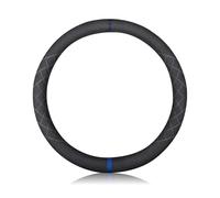 Ergocar Couvre Volant de Voiture Suède Microfibre Hiver Cchaud Respirant Sport Volant Protecteur Antidérapant pour Diamètre 38cm(15 ") (Noir Bleu)