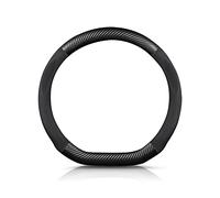 Ergocar D-Forme Fibre de Carbone & Microfibre PU Cuir Couvre Volant Antidérapant Couvre Volant Voiture Respirant Sport Housse Volant Voiture pour Diamètre 38cm（15"）-Noir