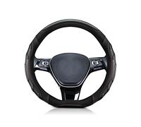 Ergocar D-Forme Sportive Couvre Volant Voiture, Fibre de Carbone & Cuir Microfibre Respirant Luxueux Housse Volant Voiture Mode Antidérapant 38cm(15"), Noir