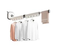 Ergocar Étendoir à Linge Mural, Cintre Mural Porte-vêtements Pliable avec Trous Suspendus, Rotatif à 360 °, Aluminium Etendoir Linge pour Balcon, Salle de Bains, Buanderie