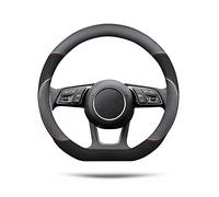 Ergocar Forme de D Couvre Volant de Voiture Cuir Microfibre avec Suède respirant Sport Volant Protecteur Antidérapant pour Diamètre 38cm(15 ") En Forme de D (Noir)