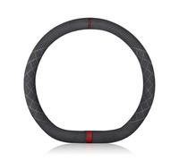 Ergocar Forme de D Couvre Volant de Voiture Suède Microfibre Hiver Cchaud Respirant Sport Volant Protecteur Antidérapant pour Diamètre 38cm(15 ") En Forme de D (Noir Rouge)