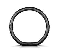 Ergocar Forme de D Matériau en Fibre de Carbone Couvre Volant Antidérapant Respirant Durable Universel Couvre Volant Voiture pour Diamètre 38cm(15 ") en Forme de D-Bande Noire