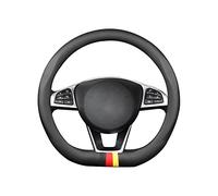 Ergocar Forme de D Volant Fibre de Carbone et Couche Supérieure de Cuir de Vache, Couvre-Volant Respirant et Antidérapant Universel, 38 cm