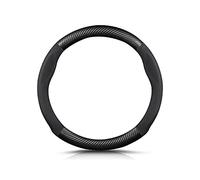Ergocar Forme Ronde Fibre de Carbone & Microfibre PU Cuir Couvre Volant Antidérapant Couvre Volant Voiture Respirant Sport Housse Volant Voiture pour Diamètre 38cm（15"）-Noir