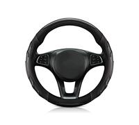 Ergocar Forme Ronde Sportive Couvre Volant Voiture, Fibre de Carbone & Cuir Microfibre Respirant Luxueux Housse Volant Voiture Mode Antidérapant 38cm(15"), Noir