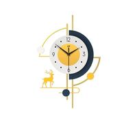 Ergocar Grande Horloge Murale Ronde en Métal avec Pendule, Design Minimaliste et Silencieuse, pour Salon Chambre Salle à Manger Cuisine Bureau