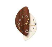 Ergocar Horloge Murale Au Design Moderne Et Artistique à Deux Niveaux avec Motif Grain Bois Irrégulier Finition Mate 3D Grande Autonomie Silencieuse Étanche