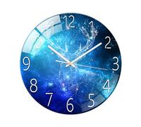 Ergocar Horloge Murale en Verre Horloge De Mur De Verre Rond Mécanique Silencieuse, Convient pour Le Salon, la Cuisine, Le Bureau.