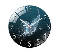 Ergocar Horloge Murale en Verre Horloge De Mur De Verre Rond Mécanique Silencieuse, Convient pour Le Salon, la Cuisine, Le Bureau.