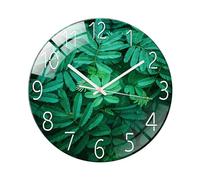 Ergocar Horloge Murale en Verre Horloge De Mur De Verre Rond Mécanique Silencieuse, Convient pour Le Salon, la Cuisine, Le Bureau.