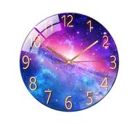 Ergocar Horloge Murale en Verre Horloge De Mur De Verre Rond Mécanique Silencieuse, Convient pour Le Salon, la Cuisine, Le Bureau.