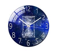 Ergocar Horloge Murale en Verre Horloge De Mur De Verre Rond Mécanique Silencieuse, Convient pour Le Salon, la Cuisine, Le Bureau.
