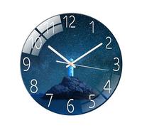 Ergocar Horloge Murale en Verre Horloge De Mur De Verre Rond Mécanique Silencieuse, Convient pour Le Salon, la Cuisine, Le Bureau.