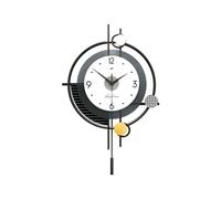 Ergocar Horloge Murale, Grande Horloge Murale Ronde en Métal avec Pendule, Moderne Horloge Murale Silencieuse, Design Minimaliste, pour Salon Chambre Salle à Manger Cuisine Bureau