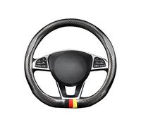 Ergocar Housse de volant D en fibre de carbone et cuir de vache, respirante et antidérapante, universelle, 38 cm, 4 saisons