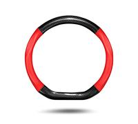 Ergocar Housse Volant Voiture Universelle, Forme en D Antidérapant Respirant Volant de Voiture Housse en Cuir, Couvre Volant de Voiture en Cuir Fibre de Carbone 36-39 cm pour la Plupart des Voitures