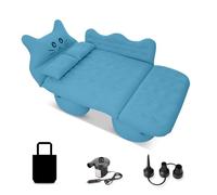 Ergocar Matelas Pneumatique de Voiture Chat Chanceux Gonflable de Siège Arrière Lit Voiture Multifonctionnel Pliant Siège Air d'auto Lit pour Camping Piscine Plage Voyages (Bleu)