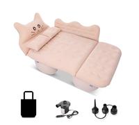 Ergocar Matelas Pneumatique de Voiture Chat Chanceux Gonflable de Siège Arrière Lit Voiture Multifonctionnel Pliant Siège Air d'auto Lit pour Camping Piscine Plage Voyages (Beige)