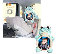 Ergocar Miroir de Voiture Rétroviseur de Surveillance Pour Bébé Miroir Siège Arrière de Bébé Miroir infantile incassable de dessin animé pour la voiture (Fauve Vert)
