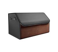 Ergocar Organisateur de Voiture Pliable en Cuir PU et Suède - Sac pour Coffre avec Couvercle, Séparation et Poignée Résistante - Pour Auto/SUV/Camion