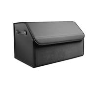 Ergocar Organisateur de Voiture Pliable en Cuir PU et Suède - Sac pour Coffre avec Couvercle, Séparation et Poignée Résistante - Pour Auto/SUV/Camion